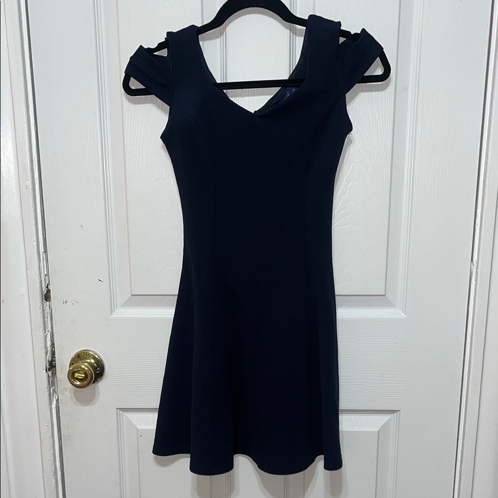 Elegant Navy Off-Shoulder Mini Dress